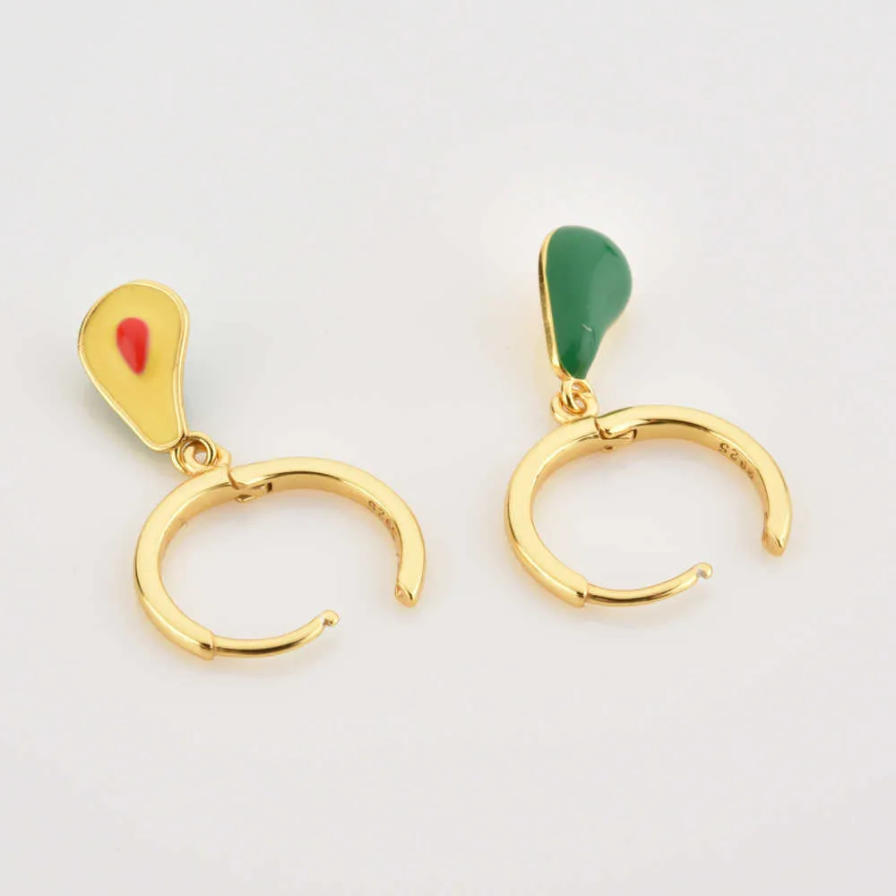 ANDYWEN 925 Sterling Silver Gold Fruits Aros Fresa Pendiente Clips Jewelry Loops Piercing For European Women Earring 210608