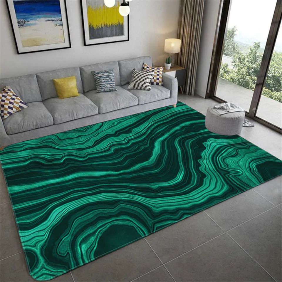 抽象的な大理石の緑の寝室の敷物瑪瑙石のテクスチャ印刷されたリビングルーム大きなフランネルの床のマットエリアコーヒーテーブル210626