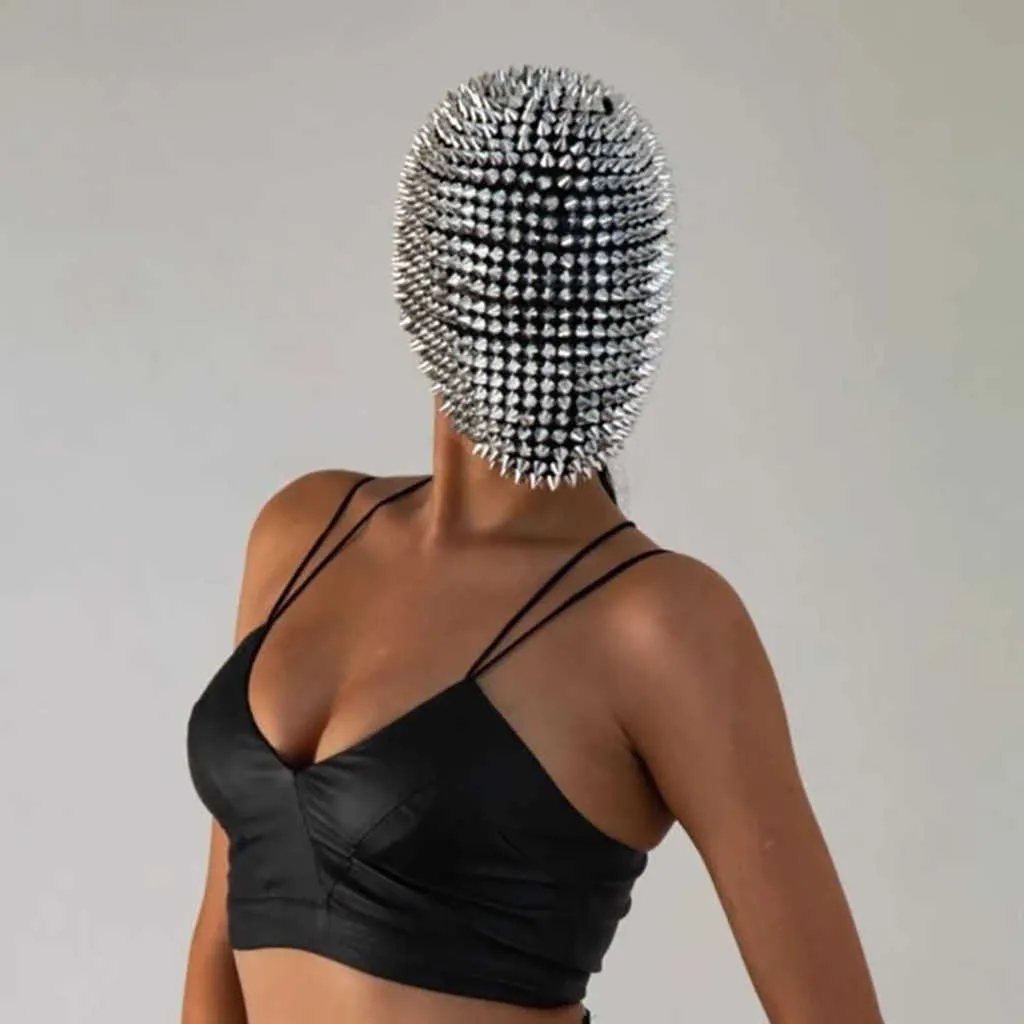 Abdeckung Halloween Party Nieten Gesicht Spikes Vollgesichtsabdeckung Juwel Cosplay Lustige Masken Neuheit Überraschung Streich Witz187G