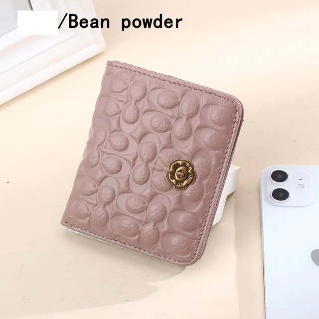 2021 femmes portefeuille courte couleur solide hasp mini-portefeuilles femmes sacs entières carte de crédit authentique en cuir noir rouge gris gris Q3030325e