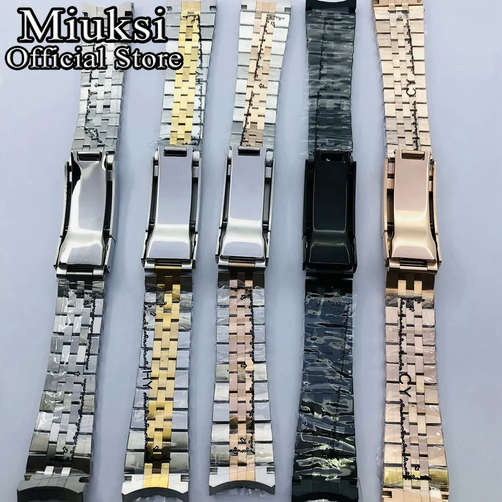 20 mm silverguld Rose Gold Black Jubilee Rostfritt stål Watch Band Folding Spänne Fit Watch Case Strap Armband