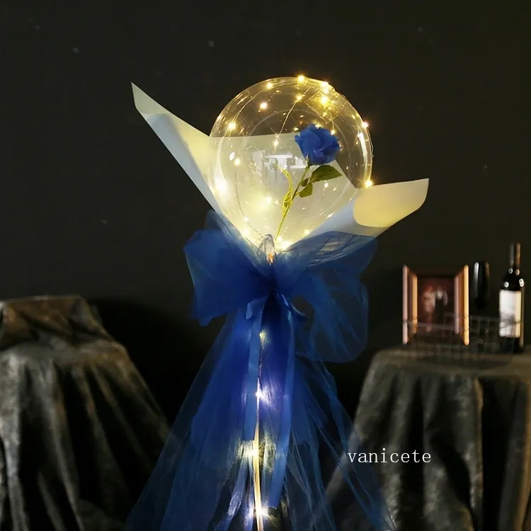 Party Favor Saint Valentin Clignotant Lumière Rose Bouquet LED Ballons Lumière Lumineux Bobo Ball Amant Cadeaux Anniversaire Mariage par mer T2I53194