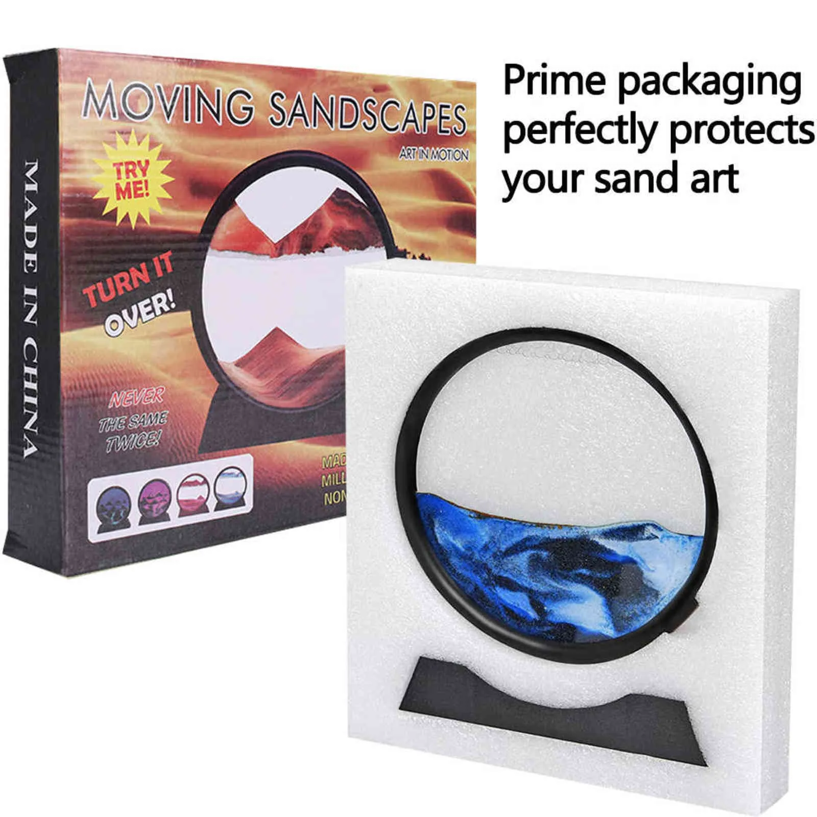 Creatieve 3D-zandloper met plank diepe zee sandscape in motion display quicksand schilderij kunst foto home decor bureau decoraties 211108