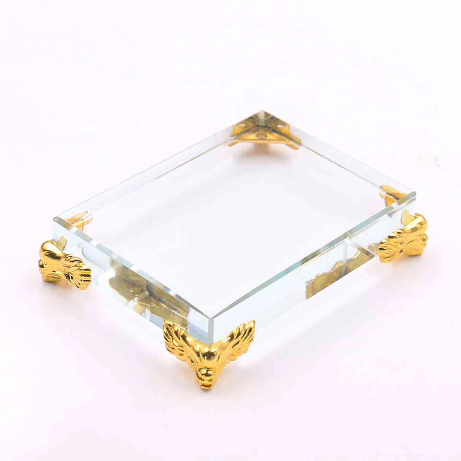 Rettangolo di cristallo Cubo di base Decorazioni artigianali Feng Shui Accessori la decorazione della casa Modern Display Stand Holder Regali 211108