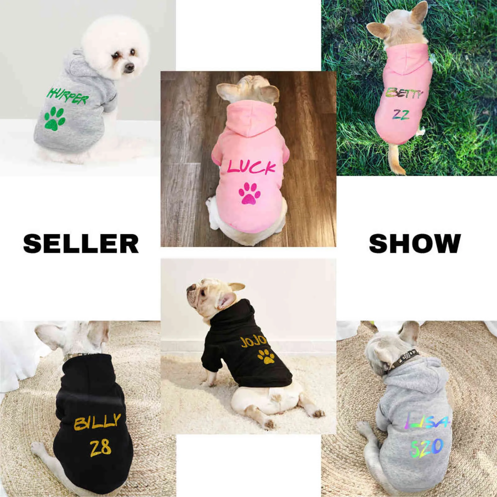 Custom Dog Cat Felpa con cappuccio Vestiti Bulldog francese Cucciolo di cane Cappotto Felpa Cotone Inverno Cane Gatto Abbigliamento Camicia Chihuahua Yorkshire 211106