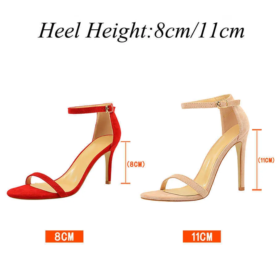 2021 Women Summer Low Heels Flock Sandals Fetish 8cm 11cm High Heels Shoes Stiletto Stripper Classic Sandles Nude Strappy Pumps Y0721