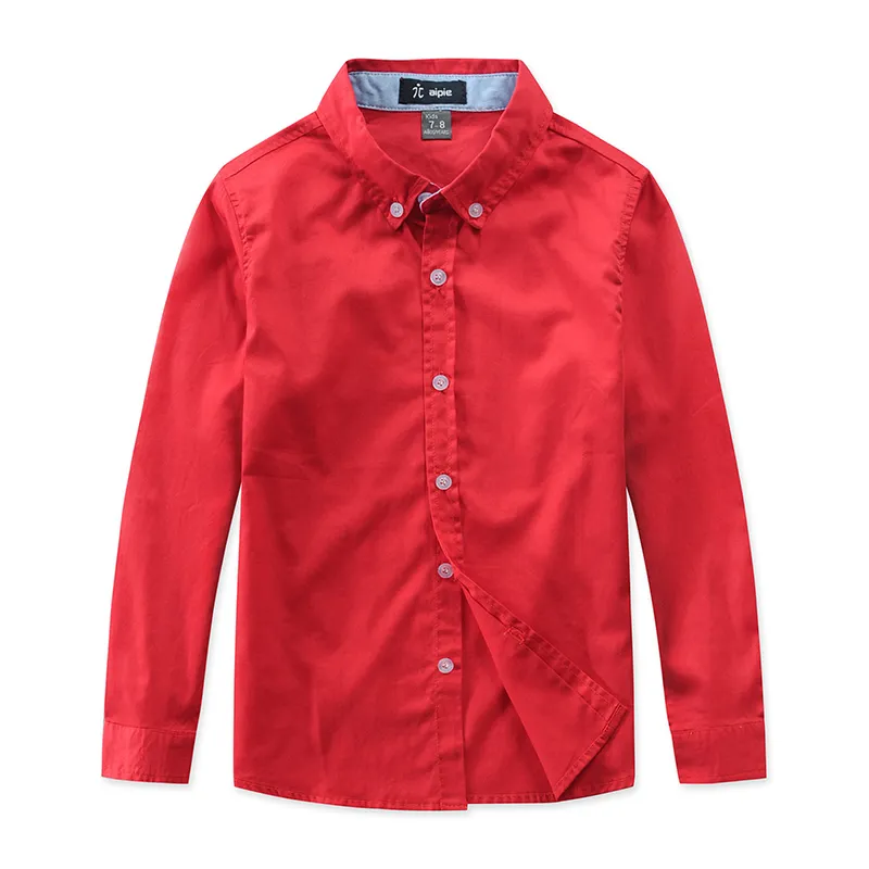 Bahar Çocuk Gömlek Yeni Moda Katı Renk 100% Pamuk Kaliteli Saten Erkek Gömlek Giyim Çocuk Gömlek 210306