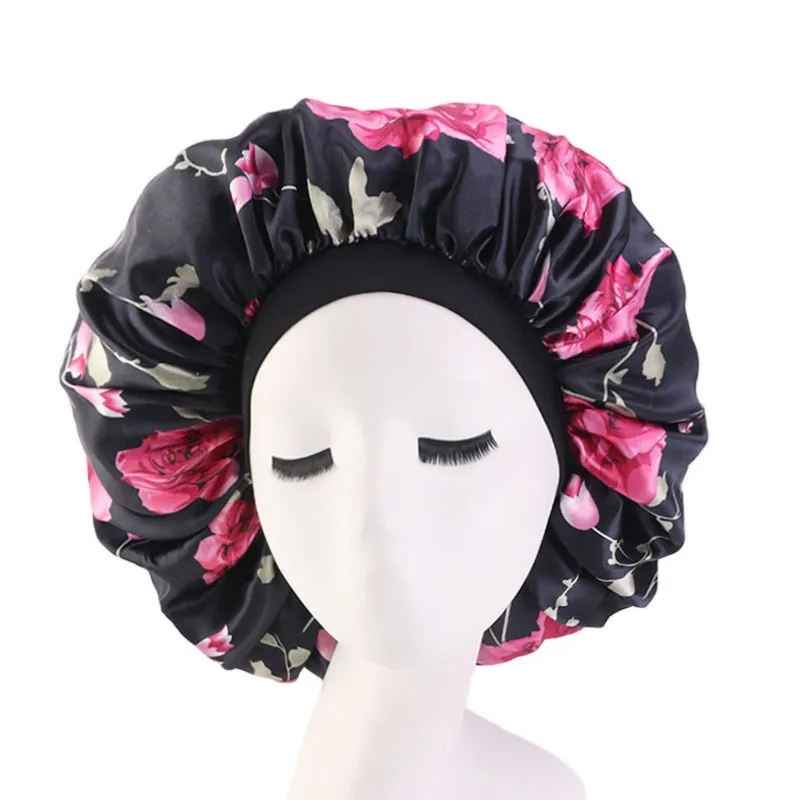 10st Ladies Womens Satin Silk Solid Bonnet Beanies Sleep Night Cap Huvud täcker Hatt elastisk stretchig perm hår överdimensionerad storlek345L
