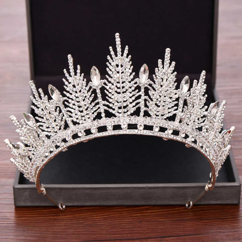 Accessoires de cheveux de mariage Couronnes et diadèmes de mariée Couleur argent Cristal Strass Couronne de mariage Mariée Tiara Headpiece Diadem X0625