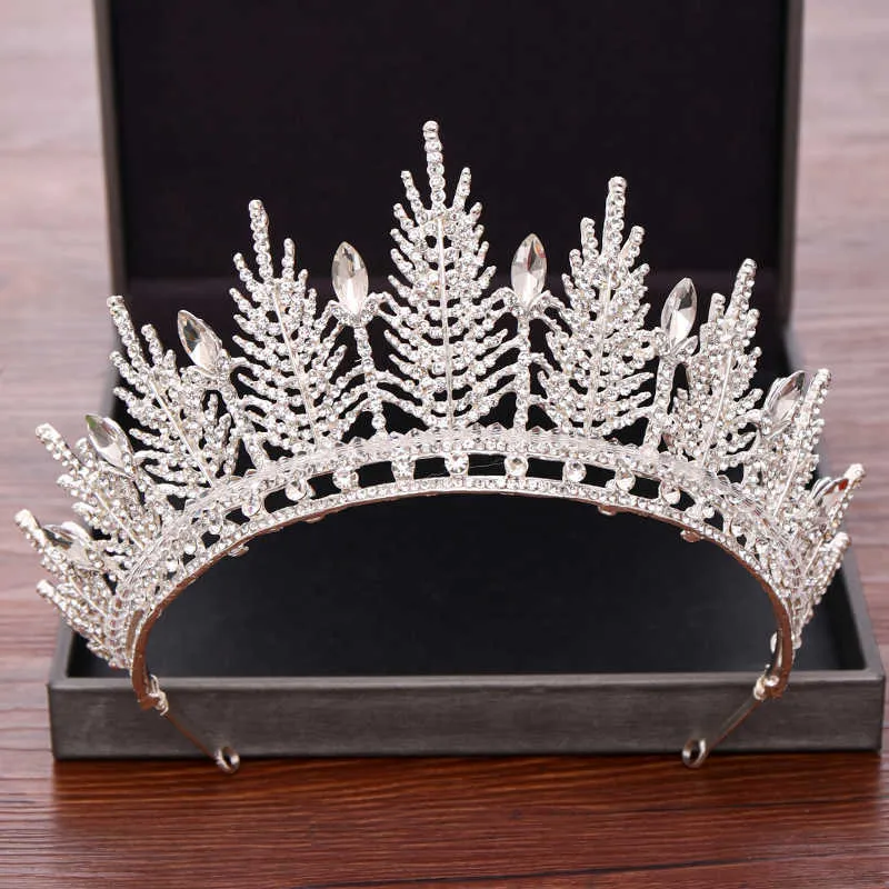 Wedding Hair Accessories Bridal Crowns and Tiaras Silver Color Crystal Rhinestone Wedding Crown Bride Tiara Headpiece Diadem X0625