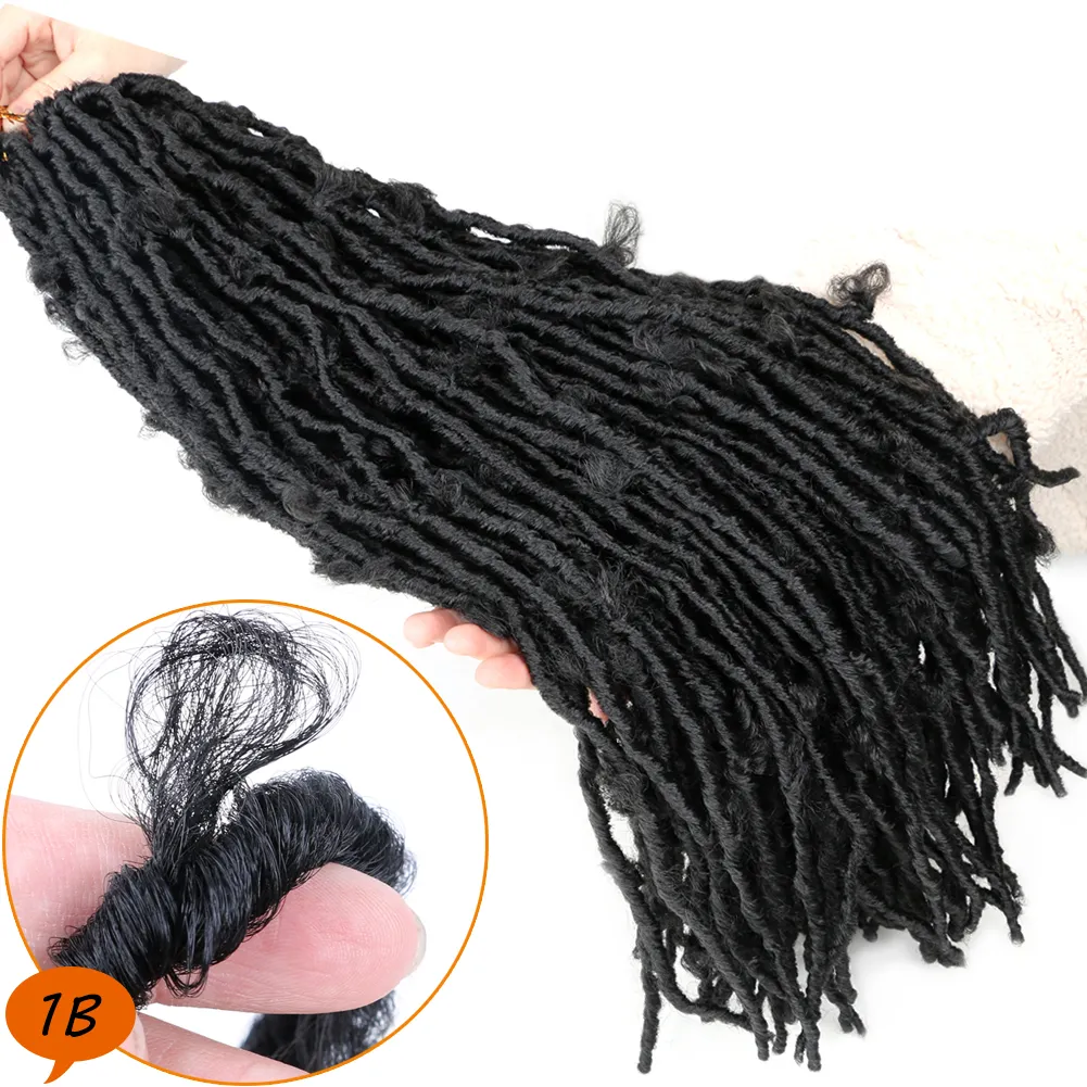 14quot 18quot 24 pollici Butterfly Locs Capelli all'uncinetto Distressed Faux Locs Ricci all'uncinetto Trecce Capelli disordinati Morbidi Locs Nero Braidin1308497