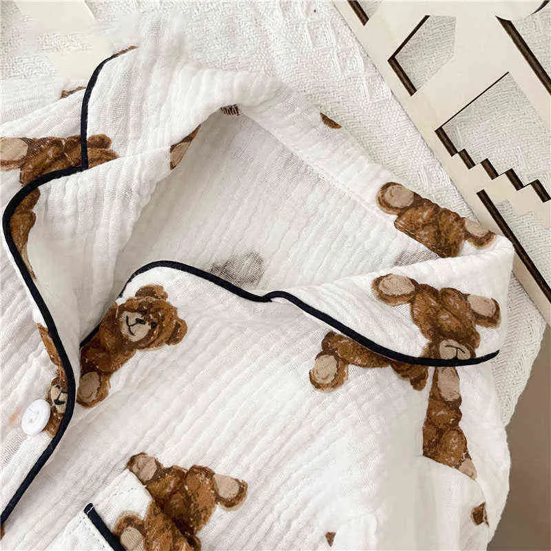 MILANCEL秋の子供Pajamas韓国の長袖のクマCardiganとズボン綿糸Sleepwear 211105