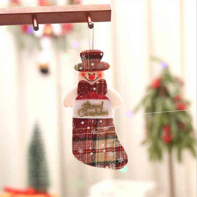 H056 Frohe Weihnachten Strumpf Leinen Santa Schneemann Elch Weihnachten Hängende Socken für Kamin Baum Ornament Familie Dekor