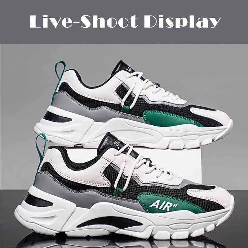 2021 Nieuwe Casual Heren Clunky Sneakers Mesh Ademend Comfortabele Sportschoenen Man Leisure Lace-up Running Schoenen Zapatillas Hombre H1115