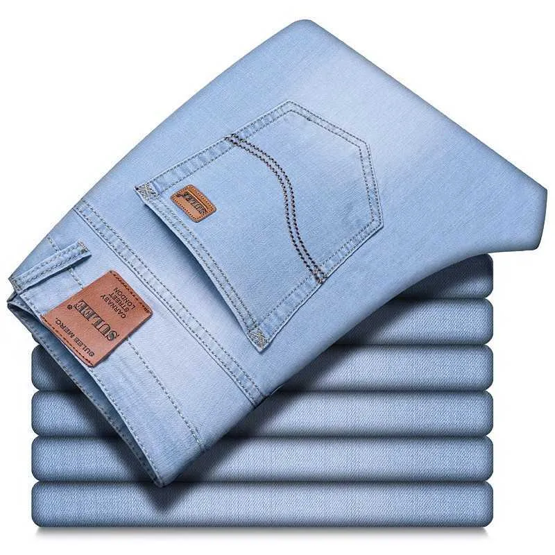 SULEE marque mode hommes décontracté mince et léger jean moulant pantalon serré pantalons couleurs unies 210622