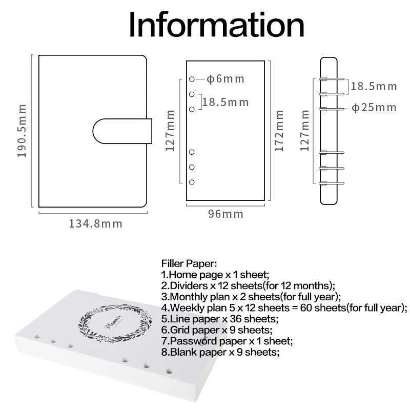 Fromthenon Oryginalna Skórzana Pokrywa Spoiwa Notebooki Spiralne i Journal A6 Personal Agenda Planner Organizer Office Papetery 210611