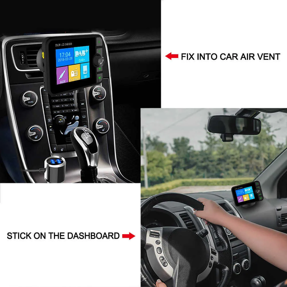 Mini Dab Радиоприемник Bluetooth FM Music Aux Interface Car Multimedia Player Transmetter Deper Support TF