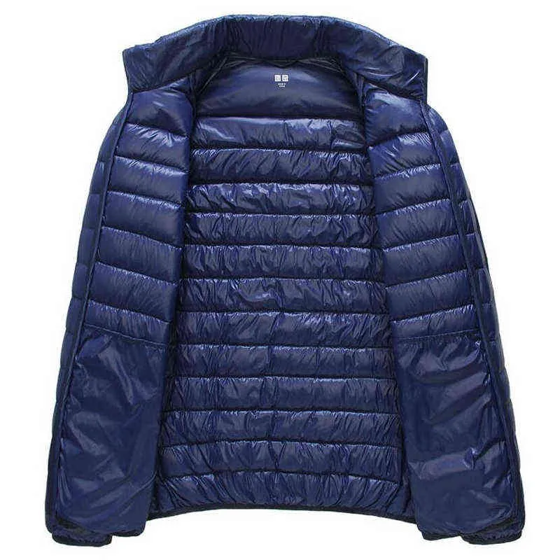 Jesień Kurtka Przypadkowa Mężczyźni Ultra Light Winter Ciepły Parkas Płaszcz Wodoodporny Lekki White Duck Downs Outwear 5XL 6XL 211217