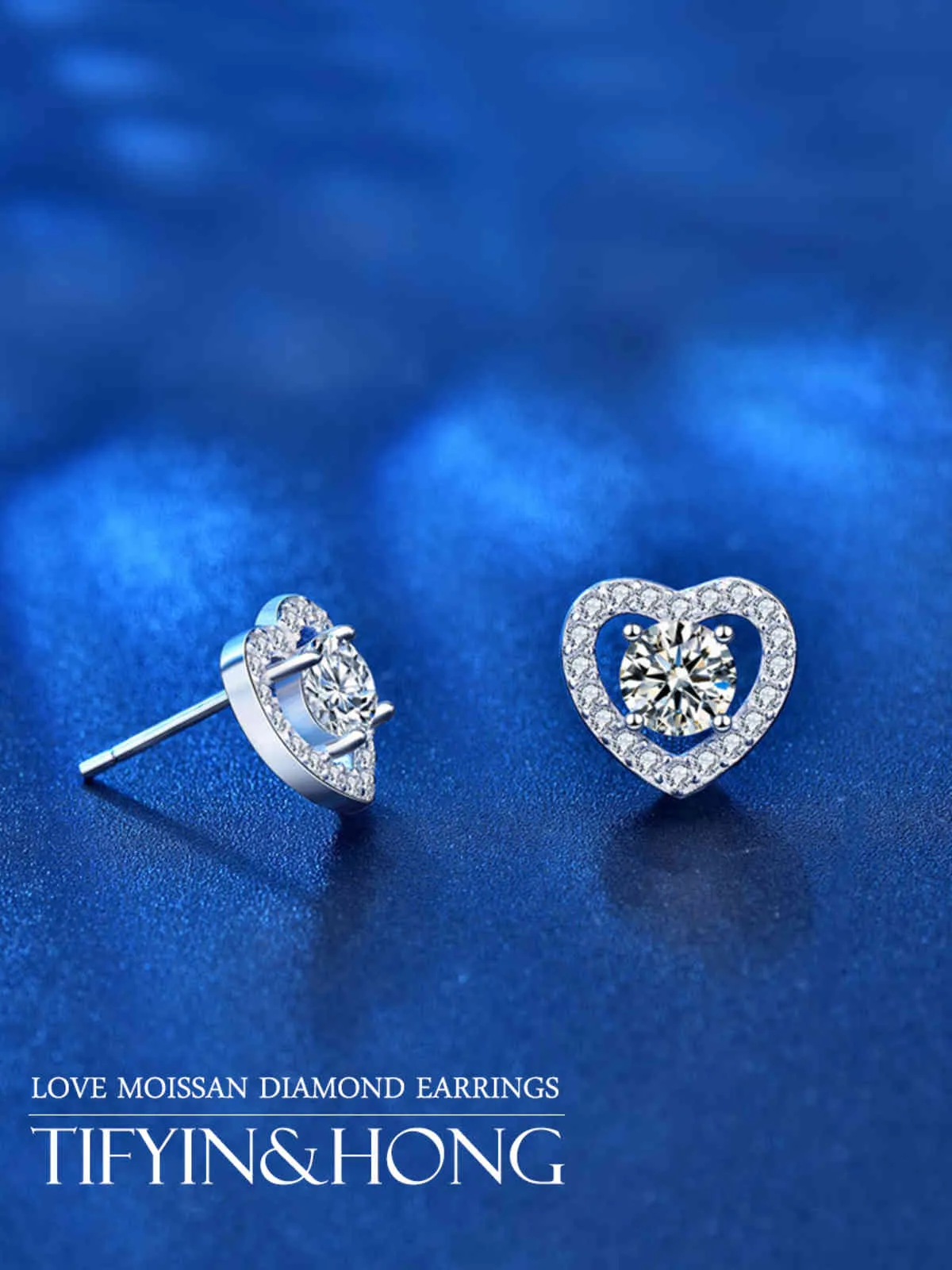 Populaire en forme de coeur couleur unie romantique kramosan diamant boucles d'oreilles sans frais de port en argent Sterling 925 hommes et femmes