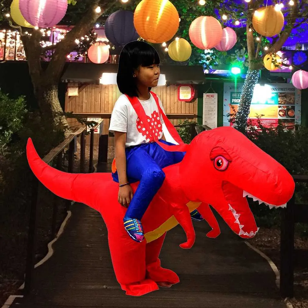 Kids Inflatable Dinosaur TRex Costume Toddler Halloween Blow Up Fancy Dress Up Kindergarten Garden Performance Game Q09101902284