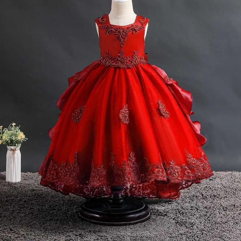 Precioso vestido de niña para la elegante fiesta de cumpleaños Ropa de bebé Ceremonia de apertura Prom Q0716