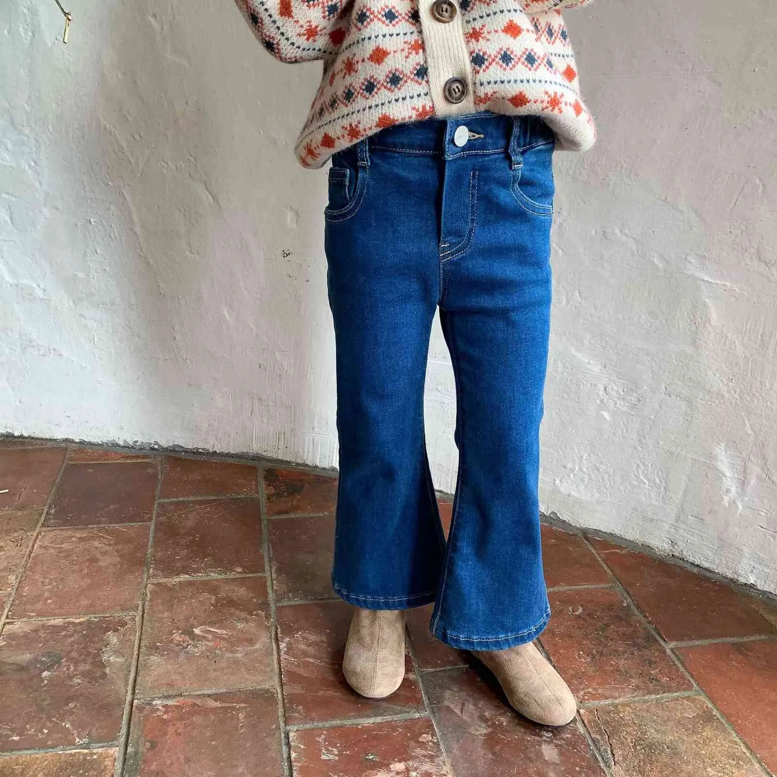 Automne Arrivée Filles Mode Denim Jeans Enfants Flare Pantalon Enfants 211102