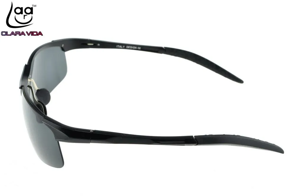 Solglasögonmärke Clara Vida Al-Mg Alloy Sport Polariserade Mens UV400 Polaroid Extreme Sport som kör utomhusdesigner Sun Glasses2261