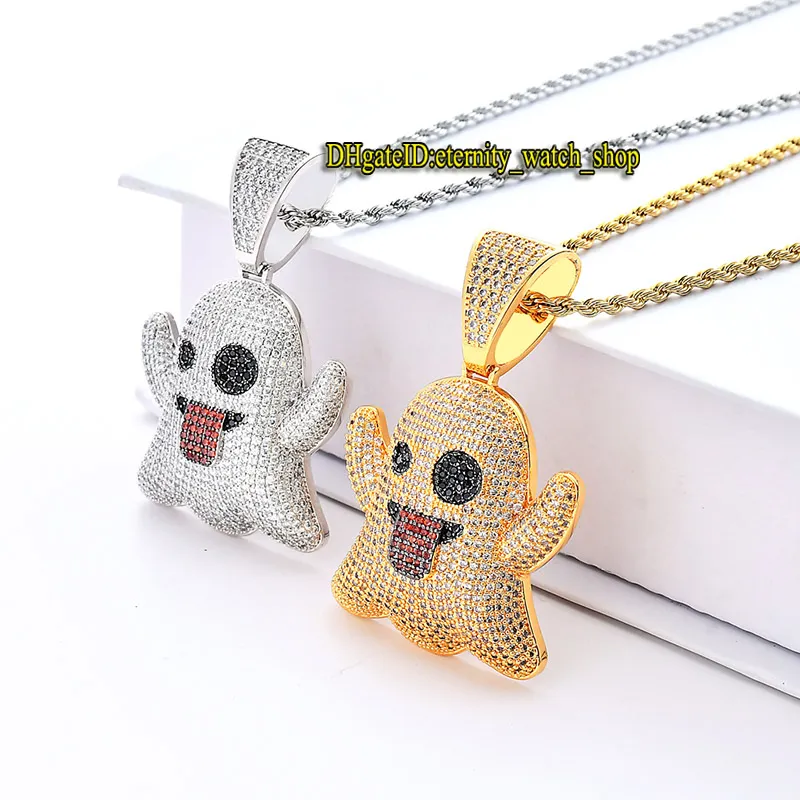 European and American ghosts tongue out funny expression Iced Out diamond hip hop pendant street hipster full of CZ diamond inlaid8680166