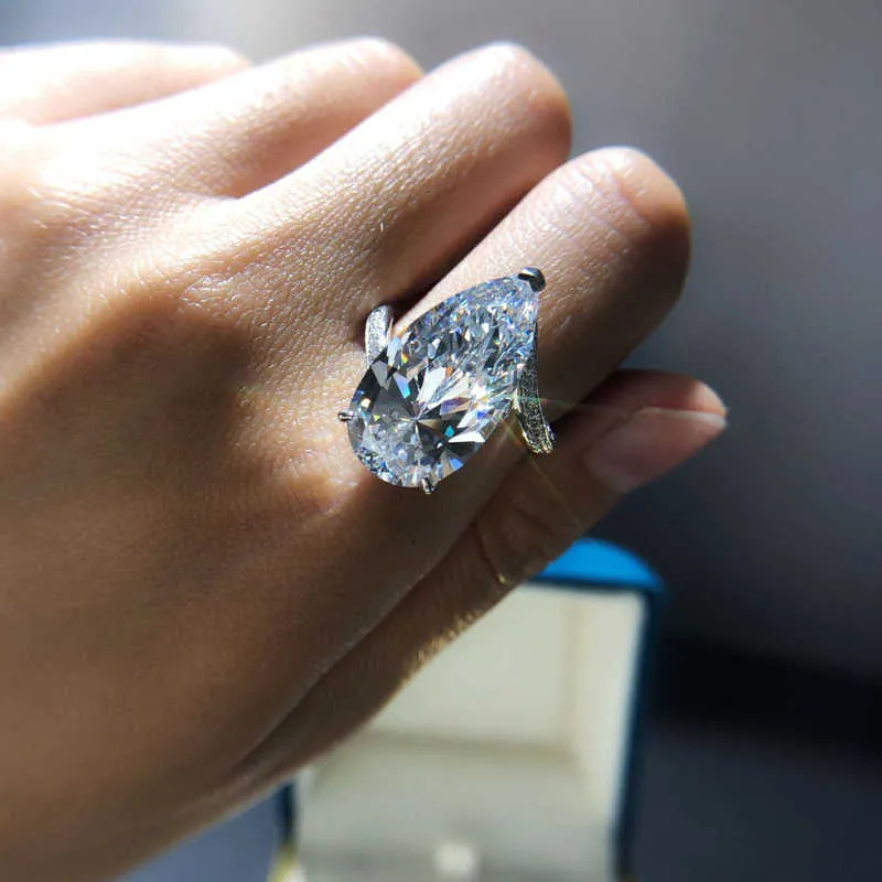 Anillo de diamantes de compromiso de boda con piedras preciosas de moissanita creado en Plata de Ley 100 925 de lujo, joyería fina Whole2907898