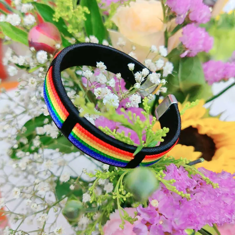 Orgulho Moda Rainbow Gargantilha Colar Pulseira LGBT Mulheres Gay Lésbica Promissória Presente Tecido Ribbon Collar Punk Acessórios Q0719