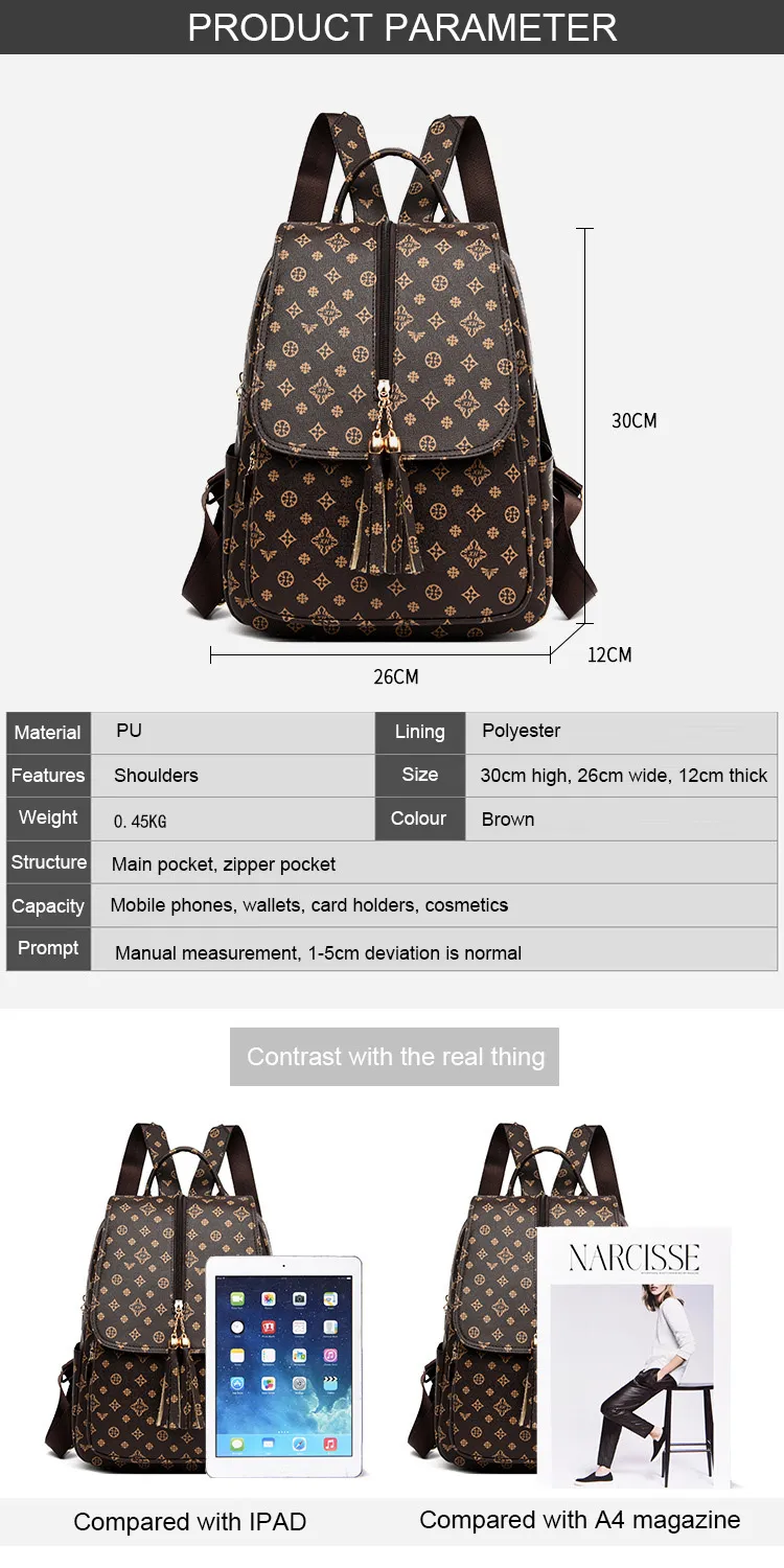 女性のための豪華なバックパック財布茶色のクロスボディバッグファッション旅行防止バックパックリュックサックスクールブックバッグガール213b