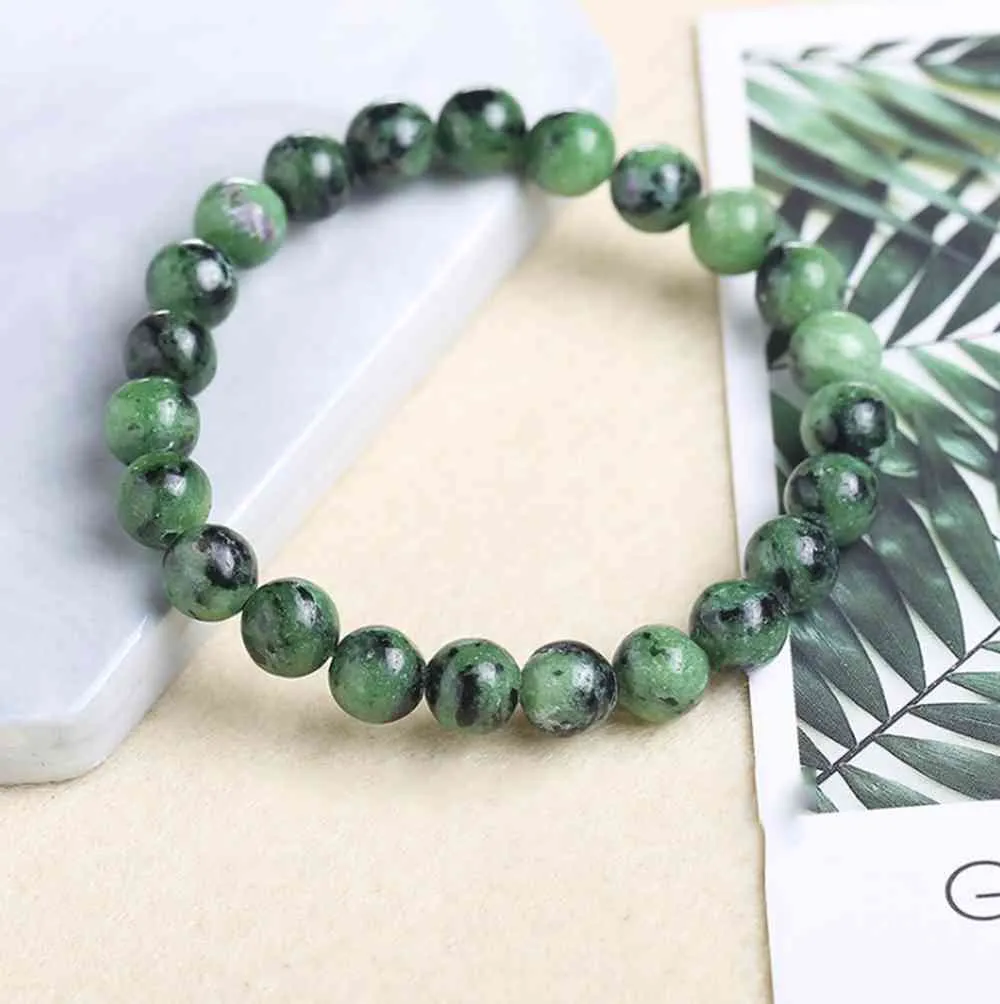 Epidote With Handmade DIY Bead Natural Stone Bangles For Men Women Yoga Fashion Beaded Bracelet Jewelry Accessories