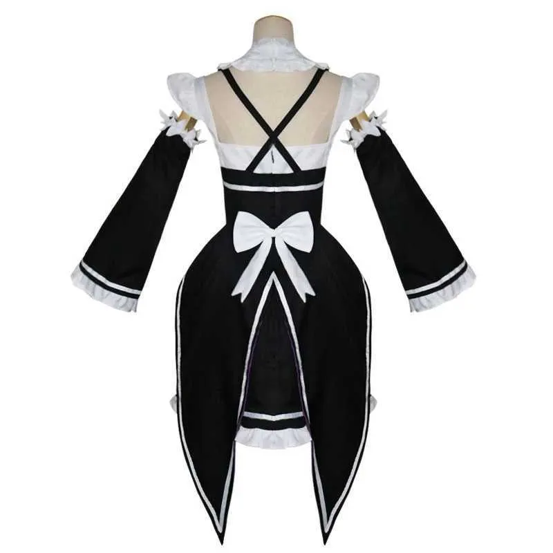 Anime Re Life In A Different World From Zero Ram / Rem Costumi Cosplay The Maid Outfit Costume di Halloween Servant Dress Y0913