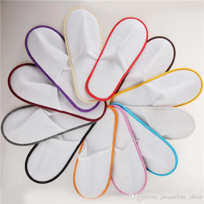 Wholesale Hotel Travel Spa Disposable Slippers Scuffs Home Guest Slippers White With EVA Sole Closed Toe