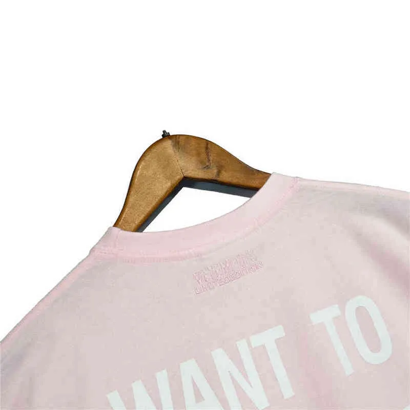 Vetements Pembe hala hayır tarihi T-shirt Erkek Kadın 1: 1 Yüksek Kalite Tonal İşlemeli Vetements Tee Çok Renkli Metin AA220308 Tops