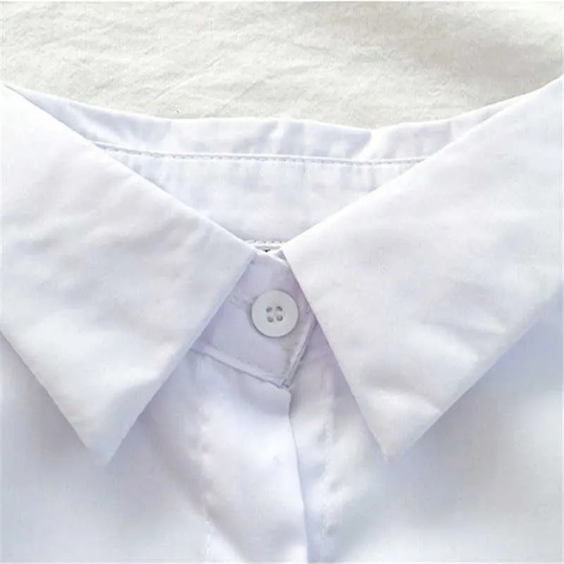 Langarm Casual Lose Shirt Frauen Weiß Schwarz Sexy Button Vintage Bluse Weibliche Wilde Top Drehen Unten Kragen Büro Damen hemd 210619