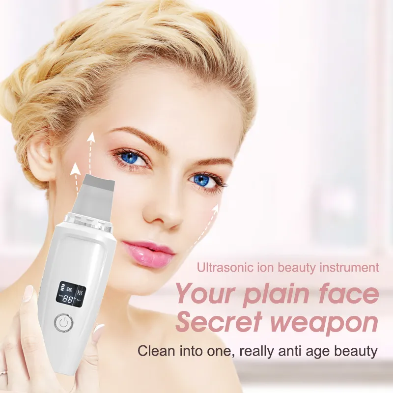 Ultrasonic Skin Scrubber Deep Cleaning Face Vibration Cleansing Spatula Peeling Beauty Instrument Device 220216