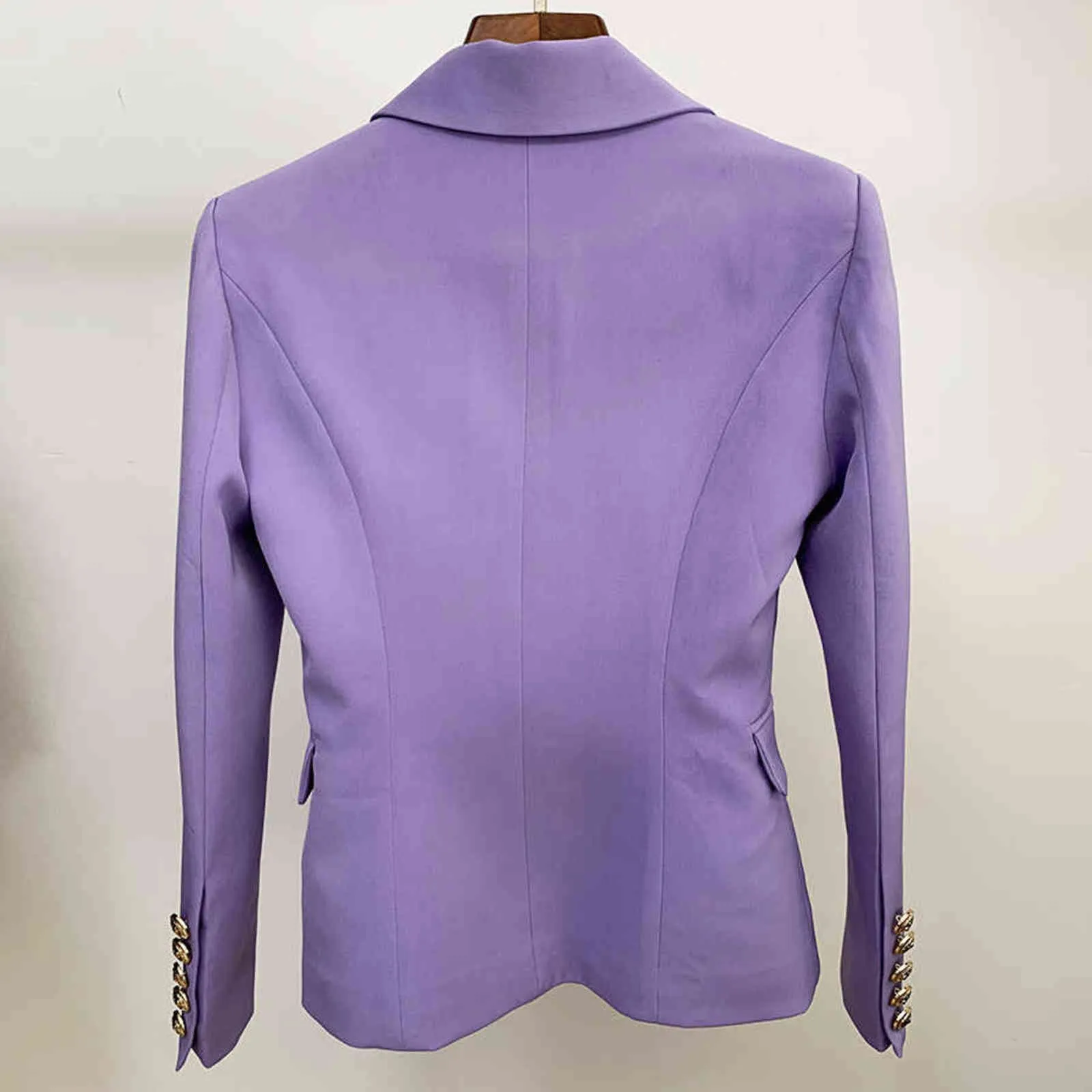 Высокое качество EST дизайнер Blazer женские классические кнопки льва двойной погружной тонкий подходящий пиджак куртка лаванда 21112
