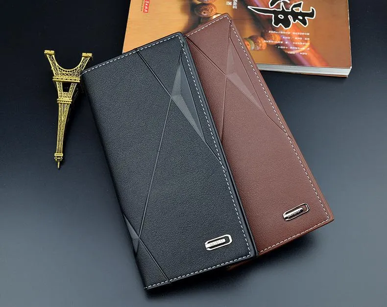 Wallets Men'S Wallet Long Thin Youth Soft 3 Fold Multi-Card Slot Large-Capacity Embossed Fashion215v