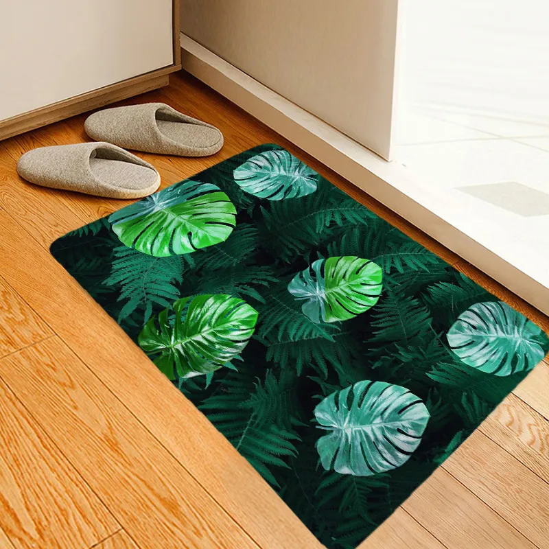 Creative 3D Printing Tropical Leaf Corridoio Tappeti e tappeti camera da letto Soggiorno Tappeto Cucina Bagno Tappetini antiscivolo 210301