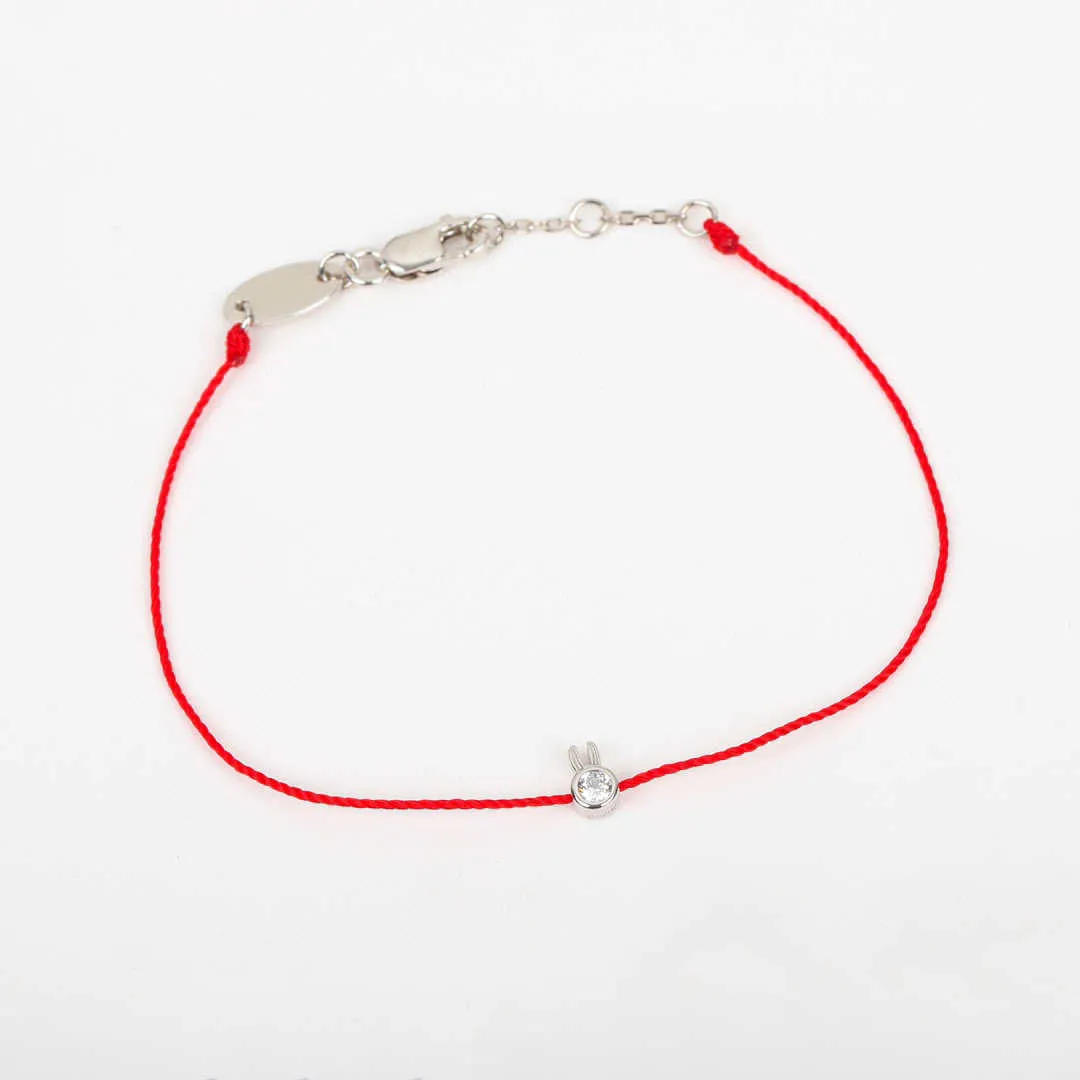 Hot Brand Pure 925 Sterling Silver Jewelry Silver Chain Gold Color Rabbit Bracelet Party Wedding Jewelry Thin Red Rope Bracelet