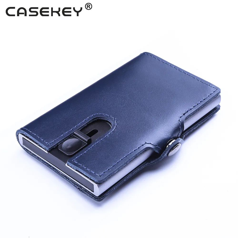 Men Casekey Genuine Leather Holder Case Slim Pocket Coin Purse Wallets