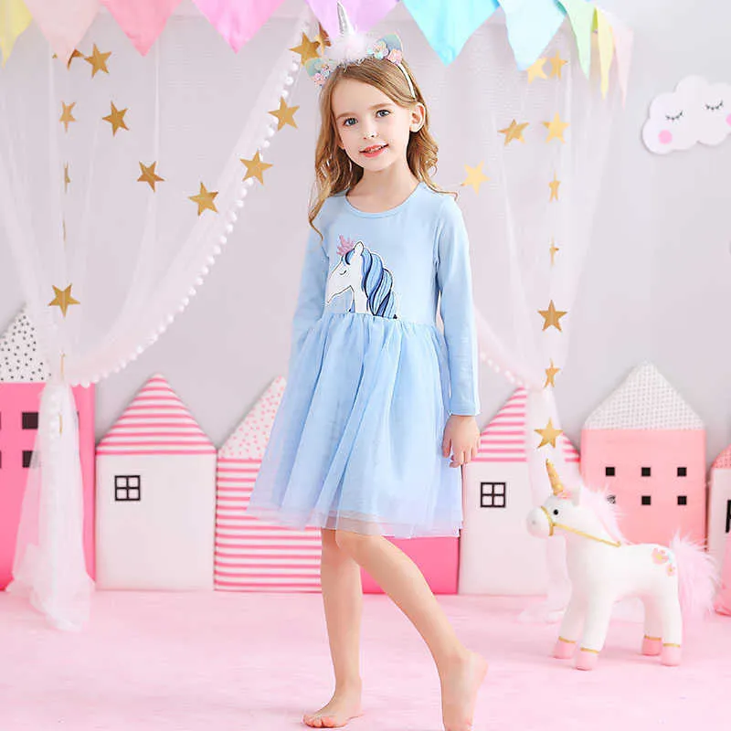 DXTON Nouvelles Filles Robes À Manches Longues Bébé Filles Robes D'hiver Enfants Coton Vêtements Robes Décontractées pour 2-8 Ans Enfants Q0716