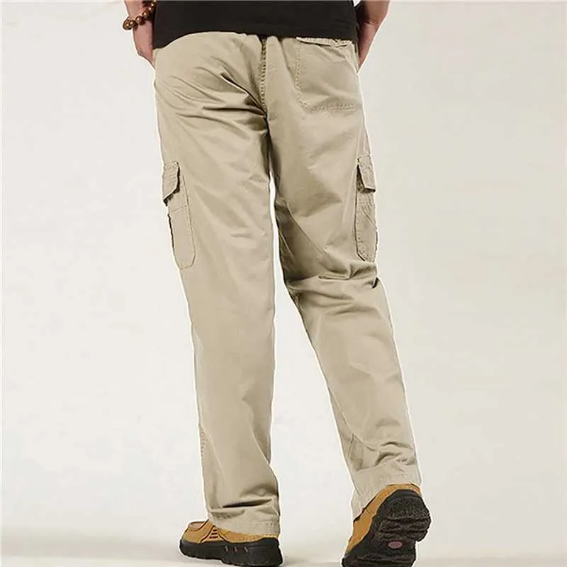 Cargo Pants Mens New Multiple Pocket Elasticity Military Urban Commuter Tacitcal Pantalons Hommes Slim Fat Pantalons de survêtement 6XL Streetwear Y0811