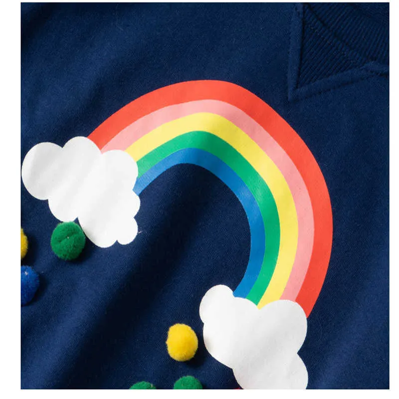 Metri di salto Felpe arcobaleno ragazze bambini Abbigliamento in cotone che vende Unicorn Toddler Sport Top Autunno Primavera 210529