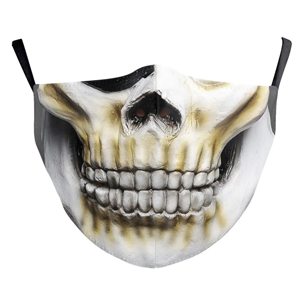 Skull Horror Design motif de masques imprimés sans filtre de 5 pièces Hygiène confortable de haute qualité Effet lavable Effectiv3044912