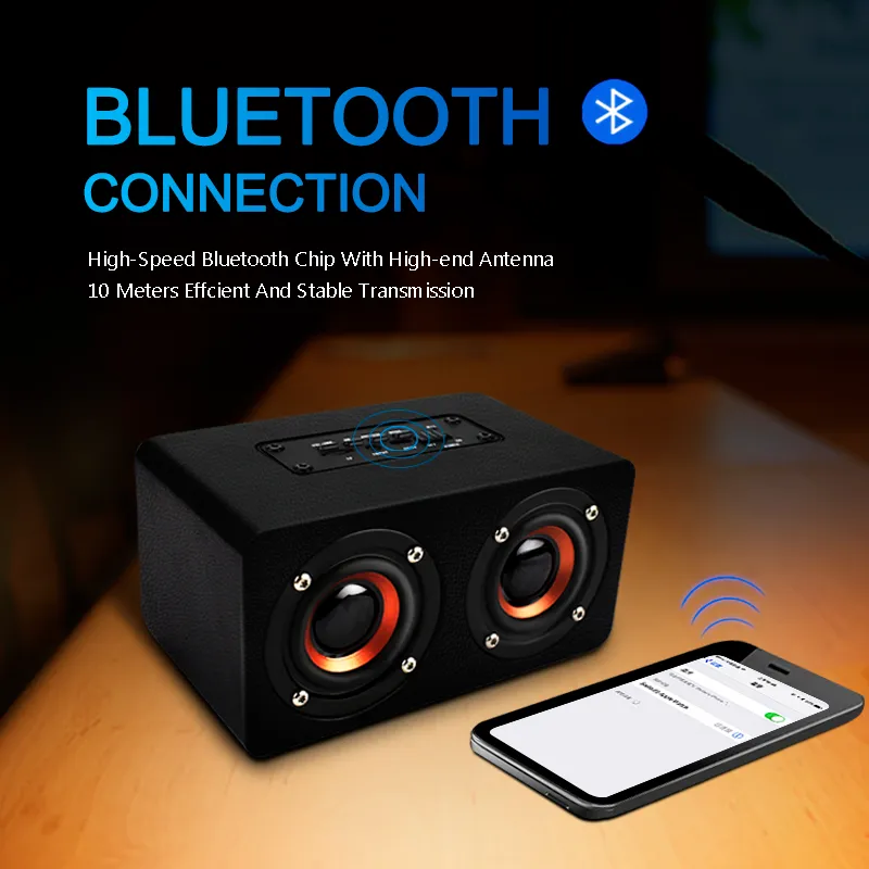 M5 Portable en bois Bluetooth haut-parleur sans fil haut-parleur système de son 10W stéréo musique Surround étanche extérieur W5 haut-parleurs