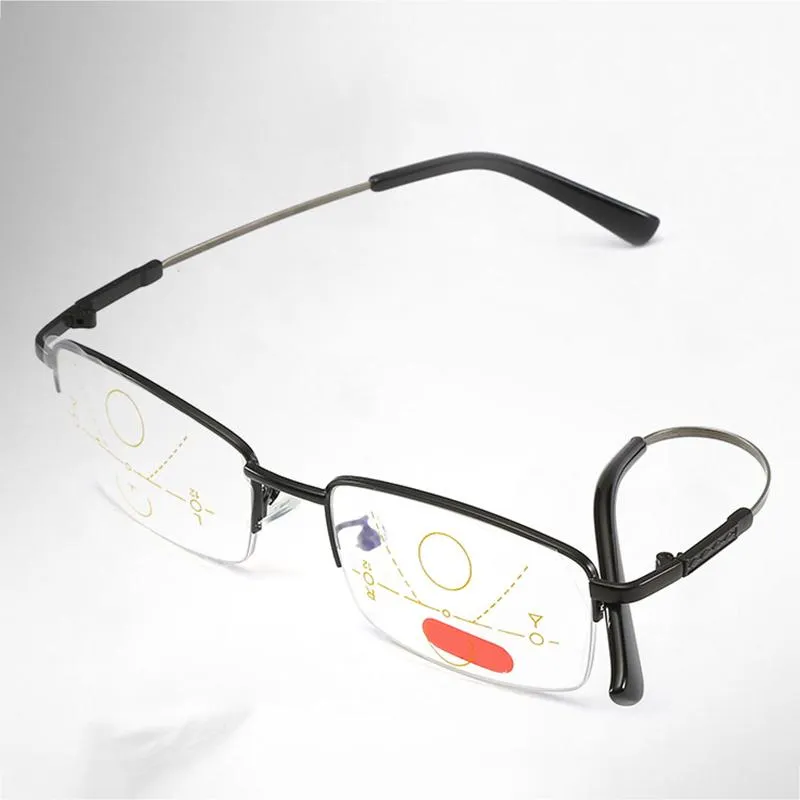 Okulary przeciwsłoneczne prawie wyparte podwójne okulary odczytu wielokrotnie odczytu Progresywne inteligentne zoom anty-blate UV Protect Presbyopic288J