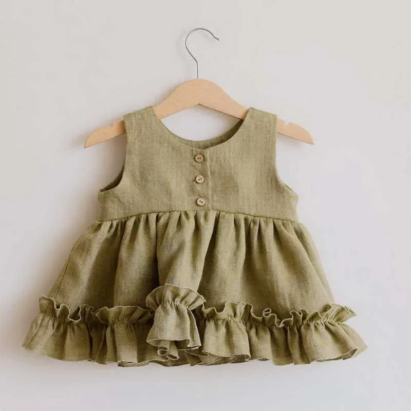 Groothandel Zomer Baby Meisjes 2-PCs Sets Mouwloze Vest Rufflrs Jurk + Shorts Outfits Kinderkleding E0717 210610