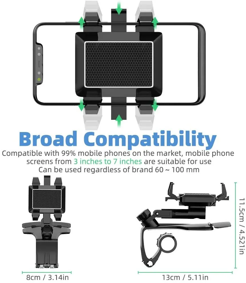 Fimilef Support de téléphone portable, support de smartphone réglable pour tableau de bord, support universel pour téléphone portable de voiture à 1200 degrés